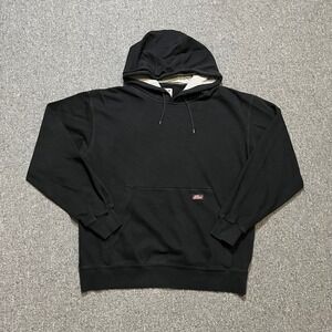 Dickies Hoodie Mens Large Black Pullover Sweatshirt Fleece Workwear Hooded L